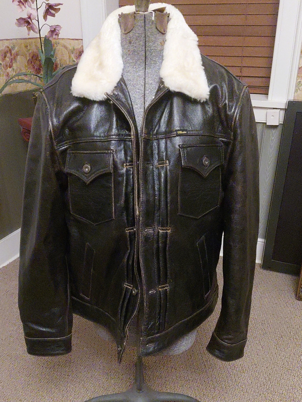 Master Supply Co. Black Genuine Leather Faux Neck Lined Jacket Brand New